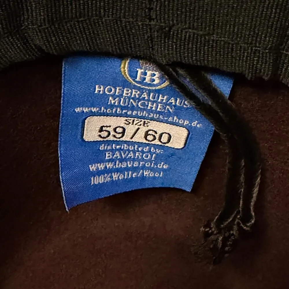 Hofbrauhaus Munchen HB Oktoberfest Brown Wool Alpine Fedora Green Cord Germany